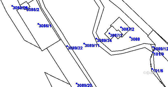 Parcela st. 3089/11 v KÚ Tachov, Katastrální mapa