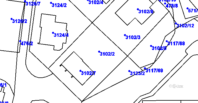 Parcela st. 3102/2 v KÚ Tachov, Katastrální mapa