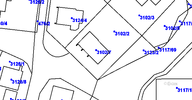 Parcela st. 3102/7 v KÚ Tachov, Katastrální mapa