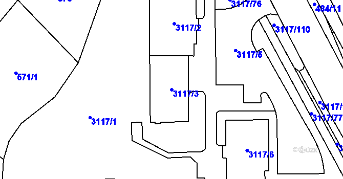 Parcela st. 3117/3 v KÚ Tachov, Katastrální mapa