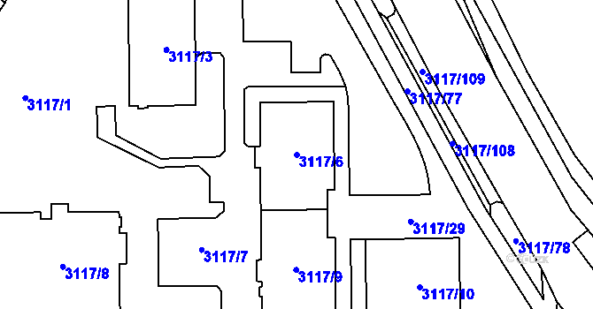 Parcela st. 3117/6 v KÚ Tachov, Katastrální mapa