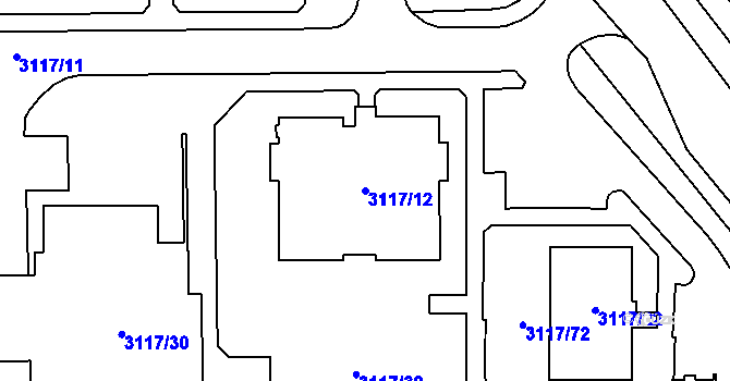 Parcela st. 3117/12 v KÚ Tachov, Katastrální mapa