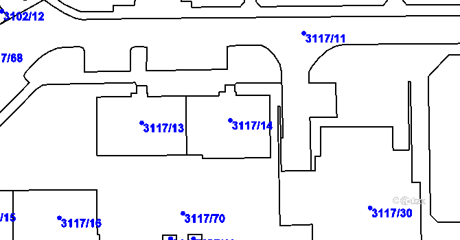 Parcela st. 3117/14 v KÚ Tachov, Katastrální mapa