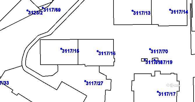 Parcela st. 3117/16 v KÚ Tachov, Katastrální mapa