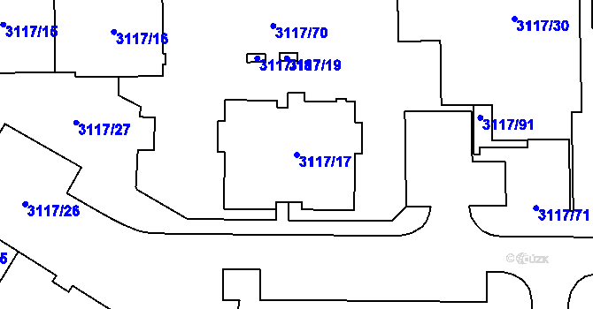 Parcela st. 3117/17 v KÚ Tachov, Katastrální mapa