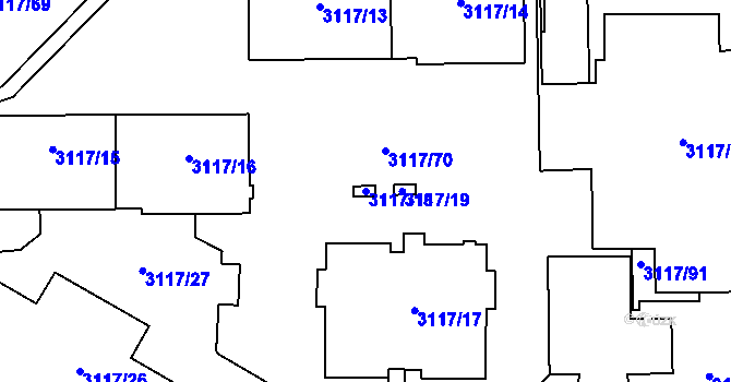 Parcela st. 3117/18 v KÚ Tachov, Katastrální mapa
