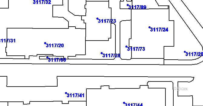 Parcela st. 3117/28 v KÚ Tachov, Katastrální mapa