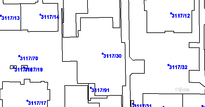 Parcela st. 3117/30 v KÚ Tachov, Katastrální mapa