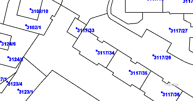 Parcela st. 3117/34 v KÚ Tachov, Katastrální mapa