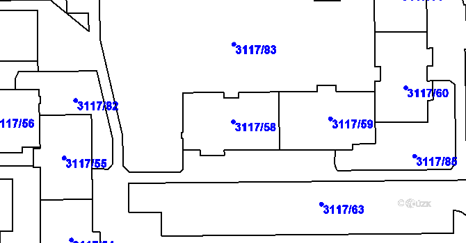Parcela st. 3117/58 v KÚ Tachov, Katastrální mapa