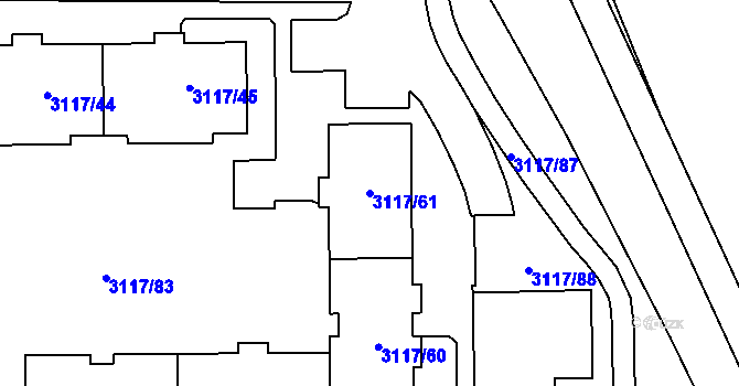 Parcela st. 3117/61 v KÚ Tachov, Katastrální mapa