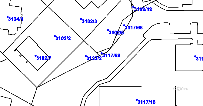 Parcela st. 3117/69 v KÚ Tachov, Katastrální mapa