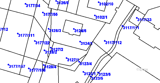 Parcela st. 3124/1 v KÚ Tachov, Katastrální mapa