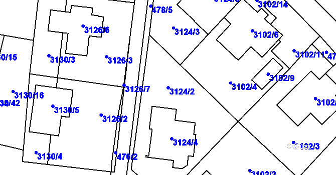 Parcela st. 3124/2 v KÚ Tachov, Katastrální mapa