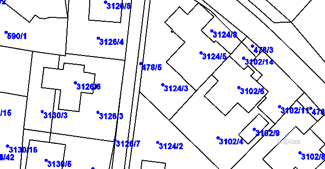 Parcela st. 3124/3 v KÚ Tachov, Katastrální mapa