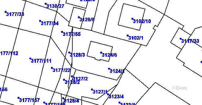 Parcela st. 3124/6 v KÚ Tachov, Katastrální mapa