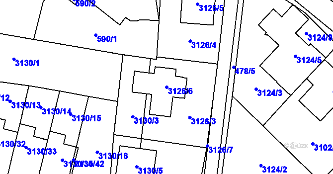 Parcela st. 3126/6 v KÚ Tachov, Katastrální mapa