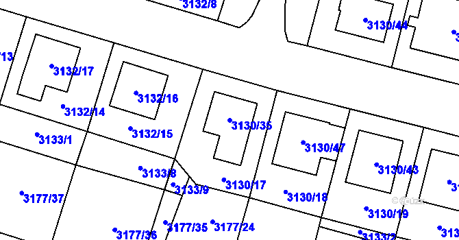 Parcela st. 3130/35 v KÚ Tachov, Katastrální mapa