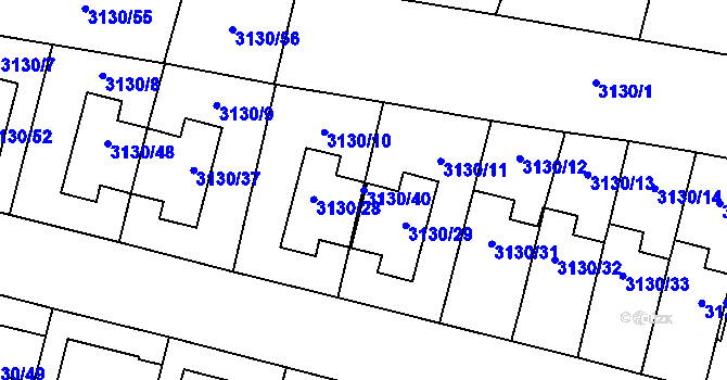 Parcela st. 3130/40 v KÚ Tachov, Katastrální mapa
