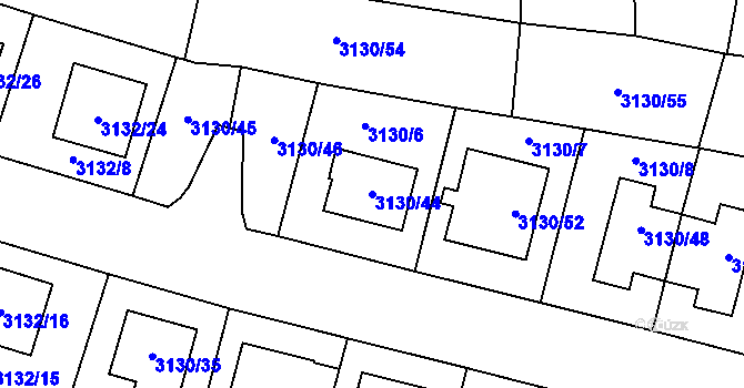 Parcela st. 3130/44 v KÚ Tachov, Katastrální mapa