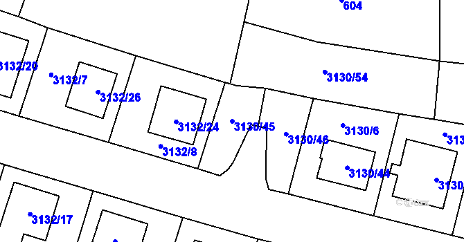 Parcela st. 3130/45 v KÚ Tachov, Katastrální mapa