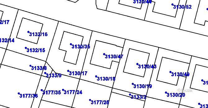 Parcela st. 3130/47 v KÚ Tachov, Katastrální mapa