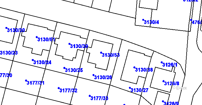 Parcela st. 3130/53 v KÚ Tachov, Katastrální mapa