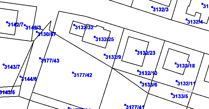 Parcela st. 3132/9 v KÚ Tachov, Katastrální mapa