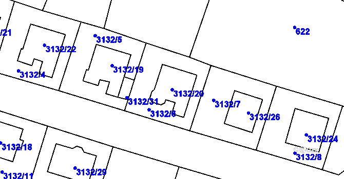 Parcela st. 3132/20 v KÚ Tachov, Katastrální mapa