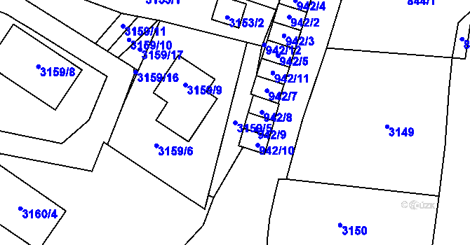 Parcela st. 3159/5 v KÚ Tachov, Katastrální mapa