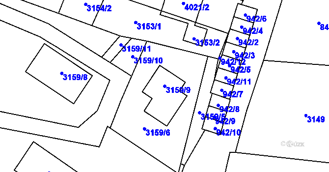 Parcela st. 3159/9 v KÚ Tachov, Katastrální mapa