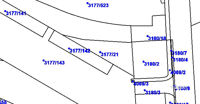 Parcela st. 3177/21 v KÚ Tachov, Katastrální mapa