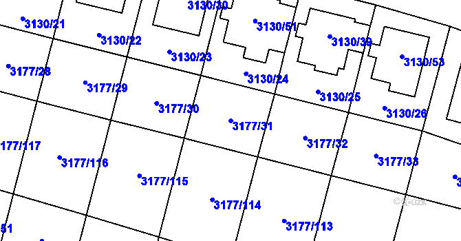 Parcela st. 3177/31 v KÚ Tachov, Katastrální mapa