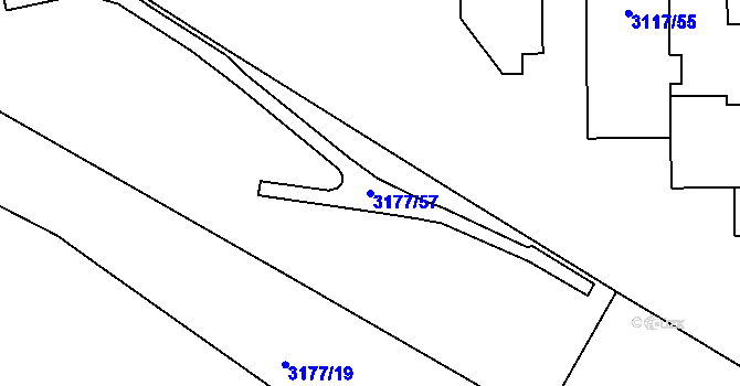 Parcela st. 3177/57 v KÚ Tachov, Katastrální mapa
