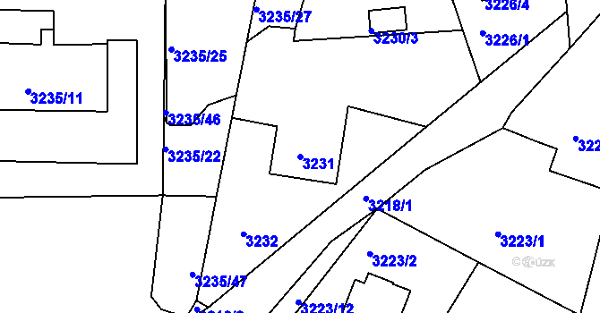 Parcela st. 3231 v KÚ Tachov, Katastrální mapa