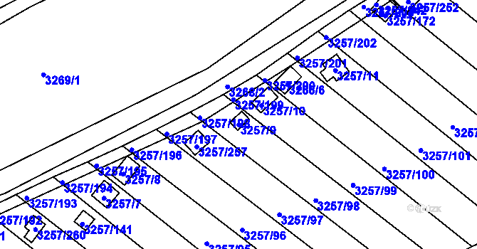Parcela st. 3257/9 v KÚ Tachov, Katastrální mapa
