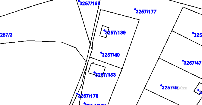 Parcela st. 3257/40 v KÚ Tachov, Katastrální mapa