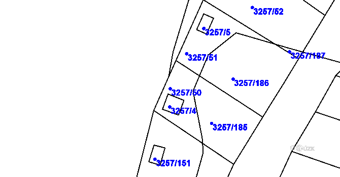 Parcela st. 3257/50 v KÚ Tachov, Katastrální mapa