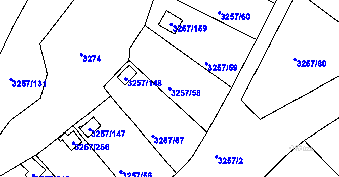Parcela st. 3257/58 v KÚ Tachov, Katastrální mapa