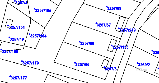 Parcela st. 3257/66 v KÚ Tachov, Katastrální mapa