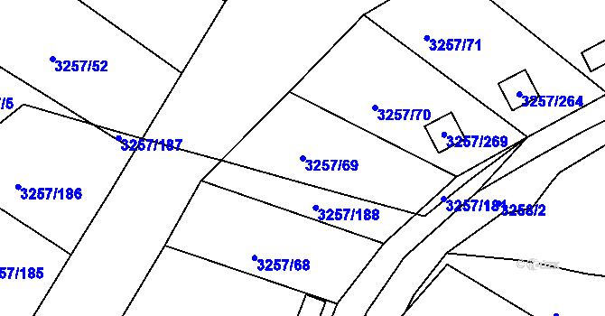 Parcela st. 3257/69 v KÚ Tachov, Katastrální mapa