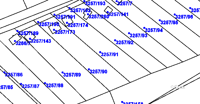 Parcela st. 3257/91 v KÚ Tachov, Katastrální mapa