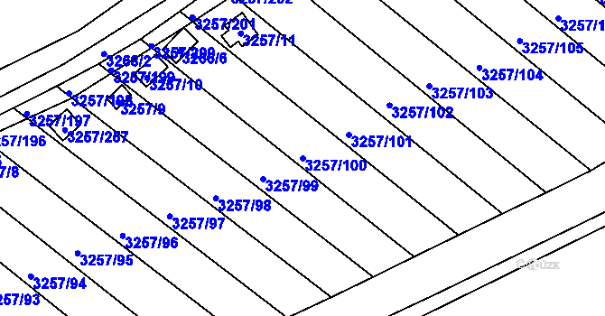Parcela st. 3257/100 v KÚ Tachov, Katastrální mapa