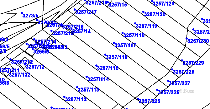 Parcela st. 3257/116 v KÚ Tachov, Katastrální mapa