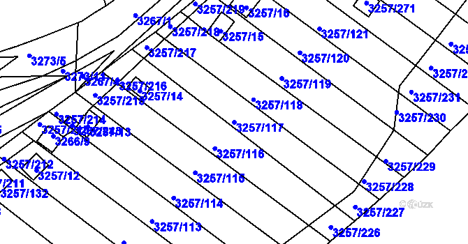Parcela st. 3257/117 v KÚ Tachov, Katastrální mapa