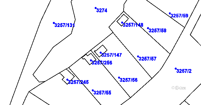 Parcela st. 3257/147 v KÚ Tachov, Katastrální mapa