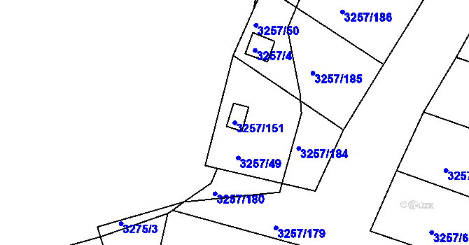 Parcela st. 3257/151 v KÚ Tachov, Katastrální mapa