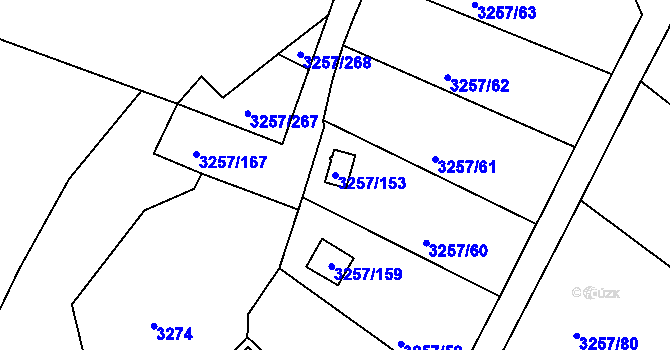 Parcela st. 3257/153 v KÚ Tachov, Katastrální mapa