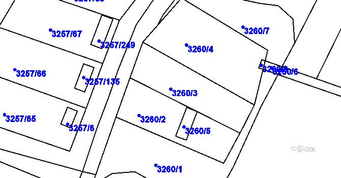 Parcela st. 3260/3 v KÚ Tachov, Katastrální mapa