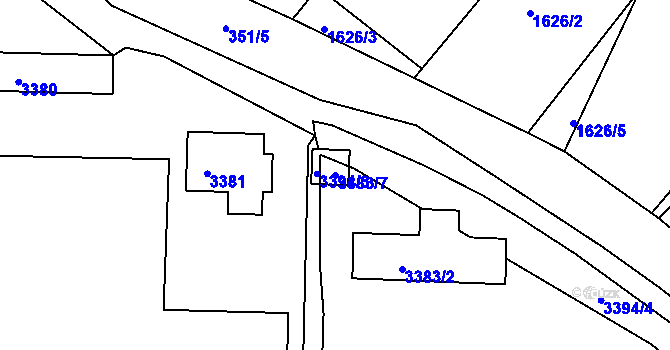 Parcela st. 3383/7 v KÚ Tachov, Katastrální mapa
